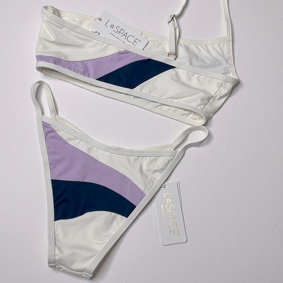 L*Space Swim Set Daybreak Bottom Bitsy and Top Slate/lily/cream Small - Picture 6 of 7